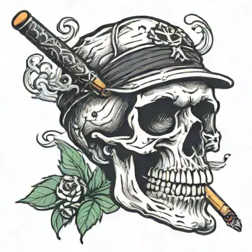 Skull Smoking A Cigarette