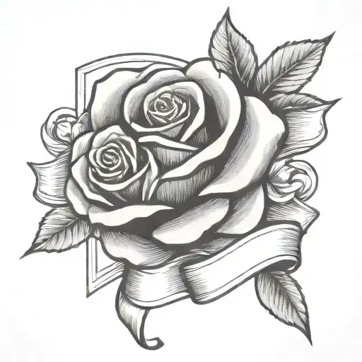 Rose With Banner Ribbon Across