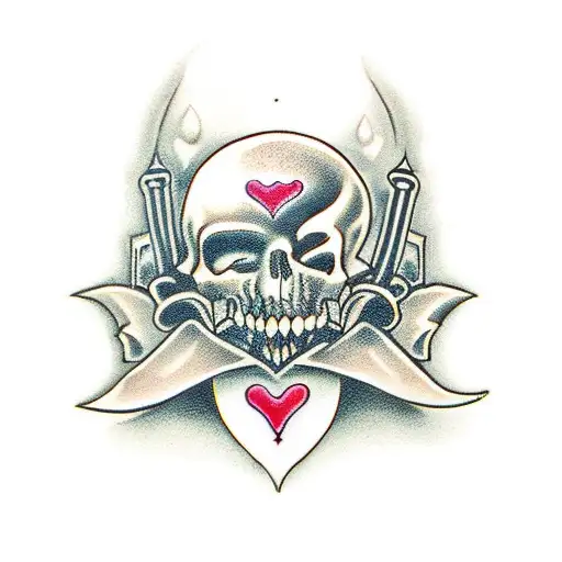 Dagger With Hearts With Memento Mori On The Blade