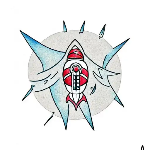 Rocket Ship Infront Of A Chinese Lantern