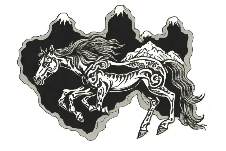 Old Mustang And Mountain Range