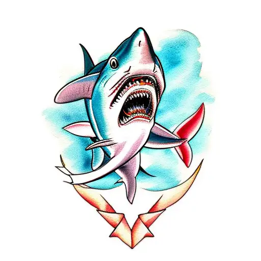 Watercolour Shark Outline