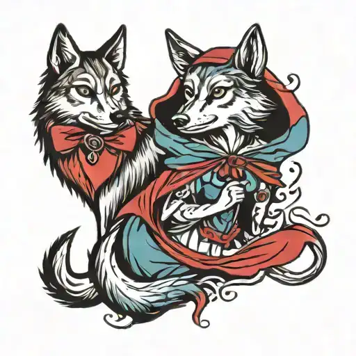 Little Red Riding Hood And Wolf