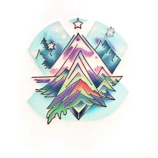 Dainty Mountain Trees And Stars