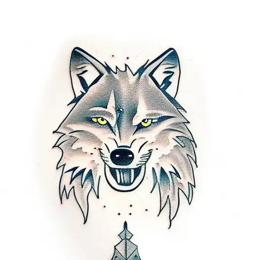 Wolf With Knife Through Mouth