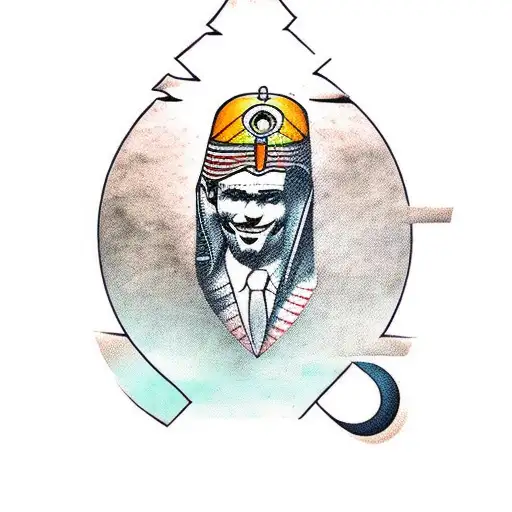 Man Sitting Next To Egyptian Pyramid