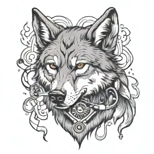 Wolf With A Cigarette In Headphones