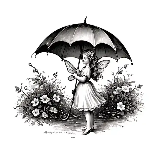 Umbrella With Little Fairy Holding It