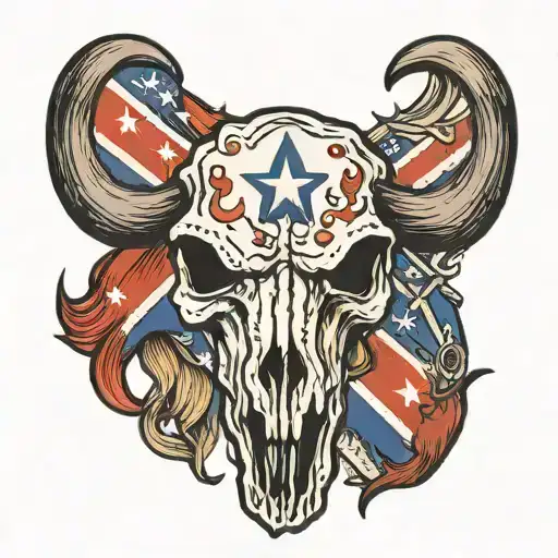 Bull Skull Confederate Flag Wrapped