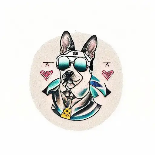 A Tattoo Design Of A Dog Dj Mixing Drinks