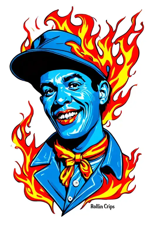 Rollin Crips Gangster With Flame