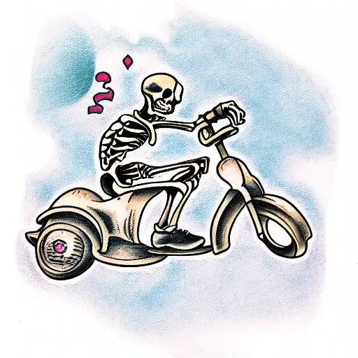 A Skeleton On A Scooter
