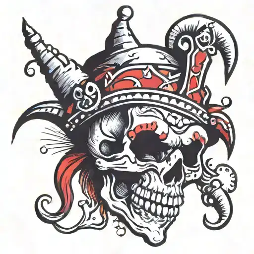Jester Skull With Red Accents