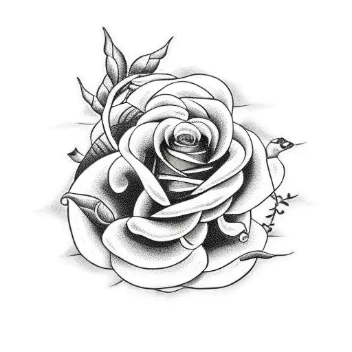 A Green Snake In A Black And White Rose Garden Being Pricked By The Thorns Of The Roses