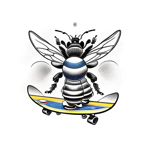 Bee Riding A Skateboard
