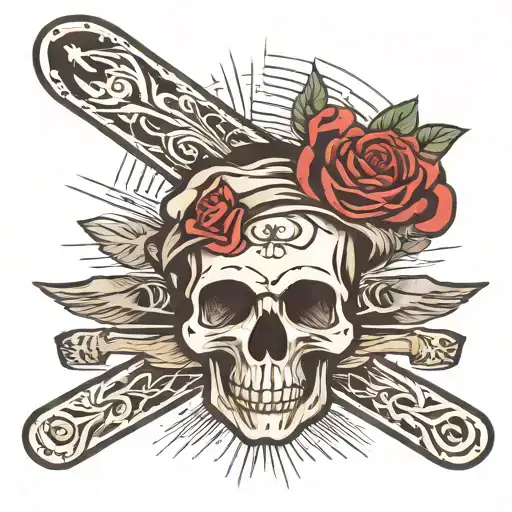 Skull Infront On Crossed Paddles