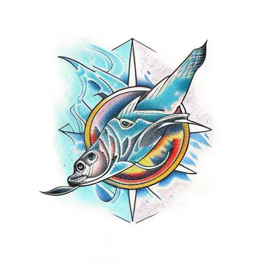 Abstract Design Of Aquatic Life Sleeve