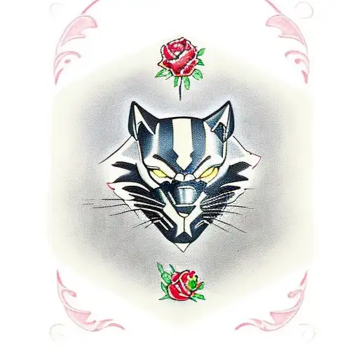 Black Panther With A Red Carnation