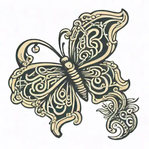 Celtic Butterfly With Initials P And C
