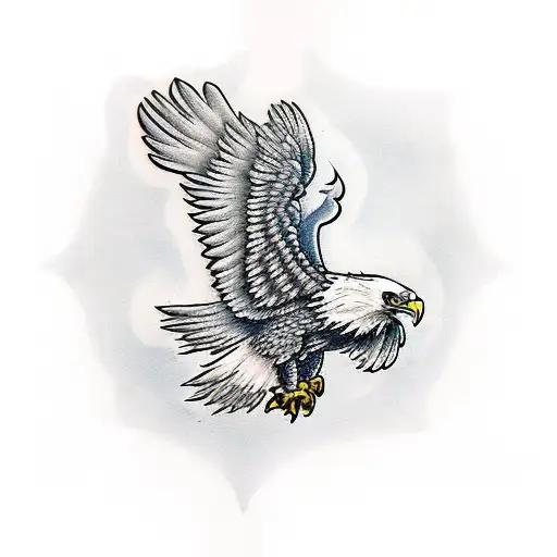 Eagle With Wings Spread With Dog Tags In Talons