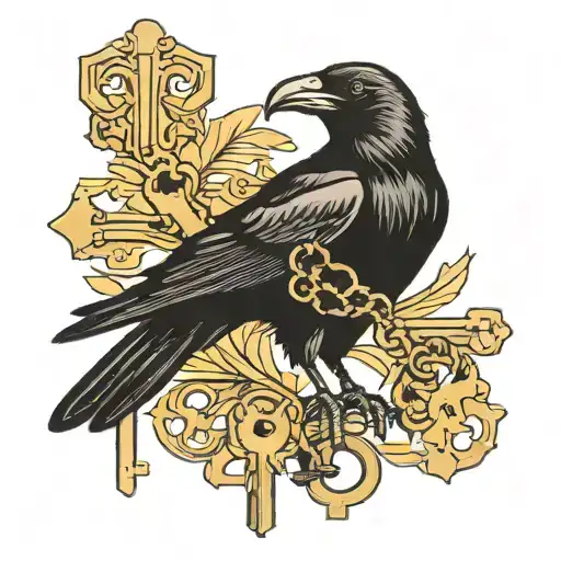 Black Crow With Legs Crossed Dangling A Set Of Keys