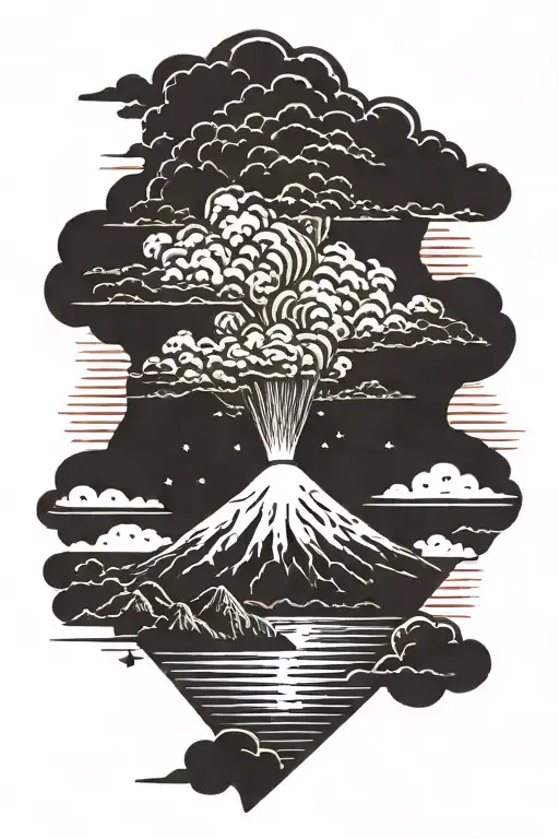 Volcano Together With A Sunset