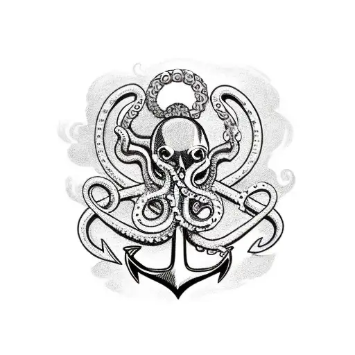 Anchor With Octopus Tentacles Wrapped Around