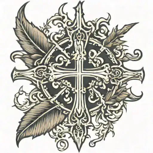 Thorns And Cross In Religious Style