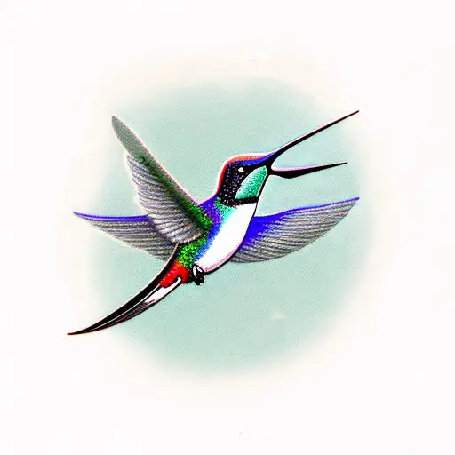 A Swallow Tailed Humming Bird On A Wood Plank