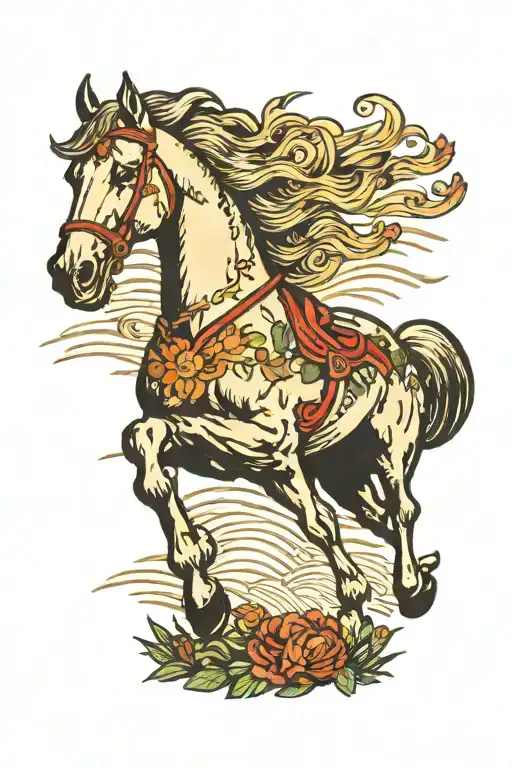 Horse Galloping Through A Field