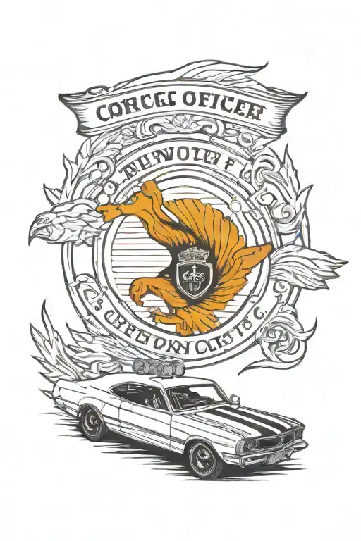 A Tattoo Of A Vintage Muscle Car With A Subtle Tribute To Your Role As A Corrections Officer