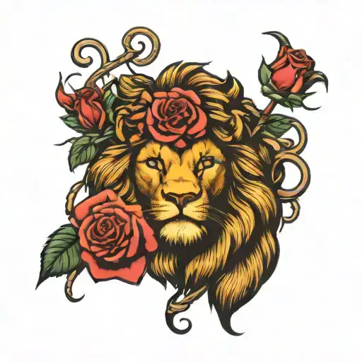 Lion And Rose Intertwined