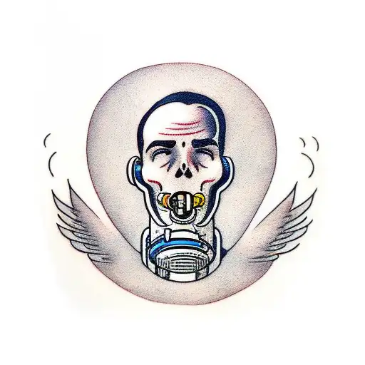 Astronaut With Wings And A Cigarette In His Mouth