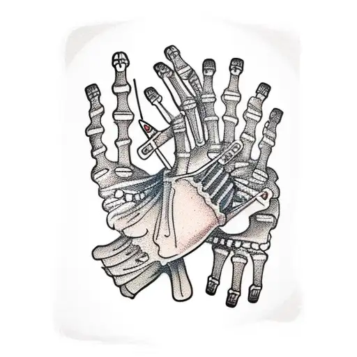 Skeleton Hand Holding Cards With Welder In The Cards