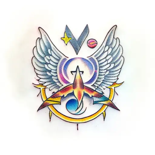 Angel Wings And Moon