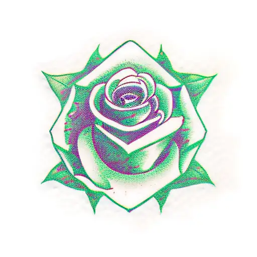 Snow Rose With Green Elements Manly