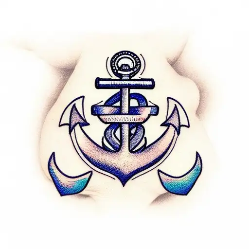Anchor With Swallows And A Banner