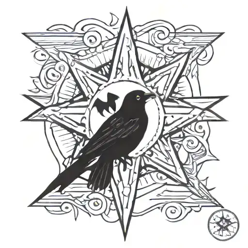 Eight-pointed Star And A Crow Inside The Star
