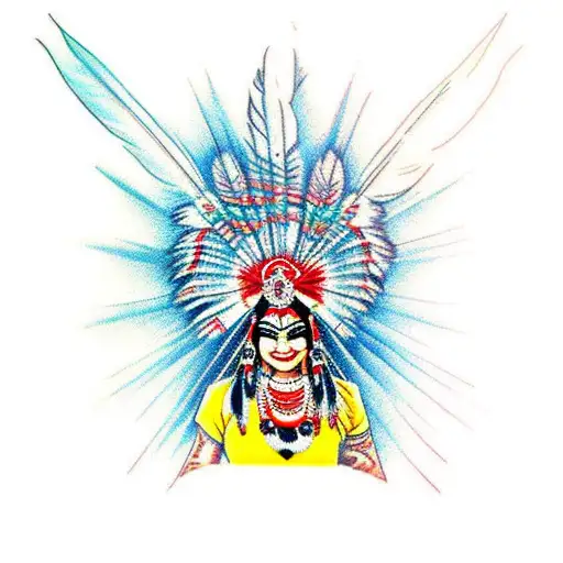 Feathered Indian Woman