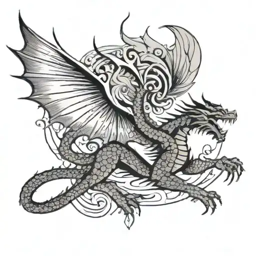 An Elegant Dancer With Wings Of A Dragon In A Traditional Style