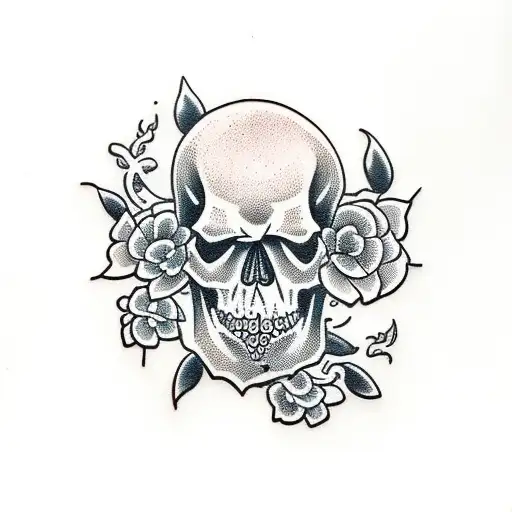 Skull And Cherry Blossom