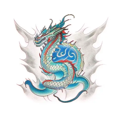 A Mystical Dragon Coiled Around Chinese Words
