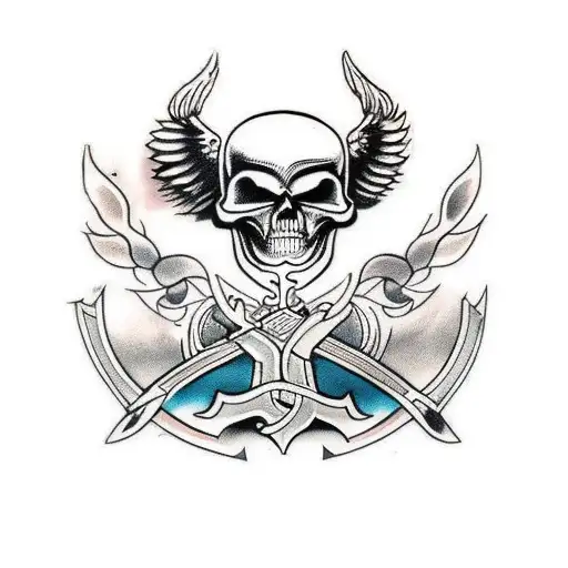 Odin Symbol And Skull