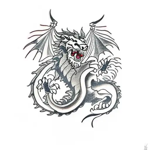 Dragon With Lion And Motorcycle