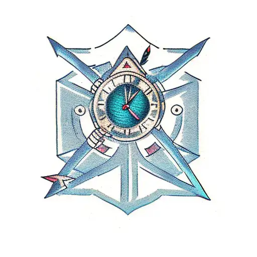 A Traditional-style Arrow Piercing Through A Manga-style Watch