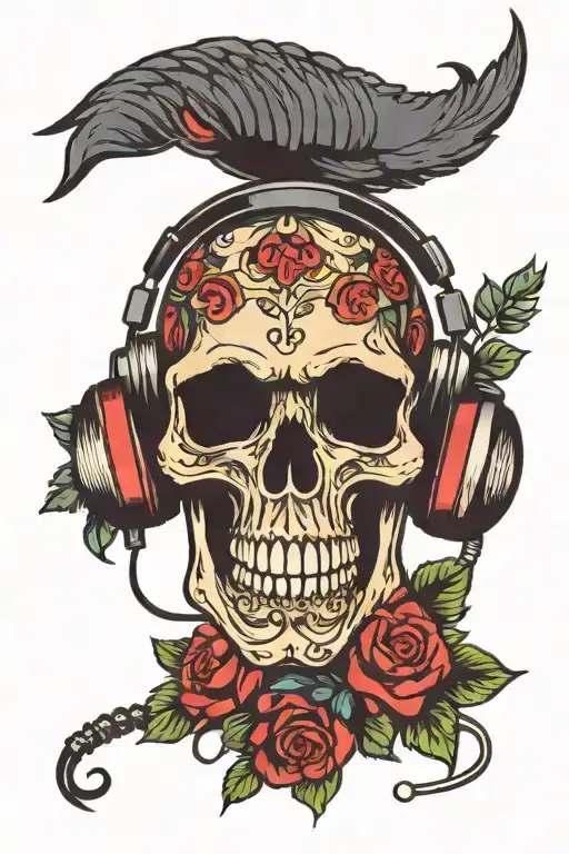 Skull Wearing Headphones