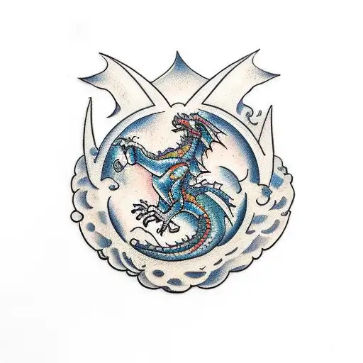 Dragon With Full Moon