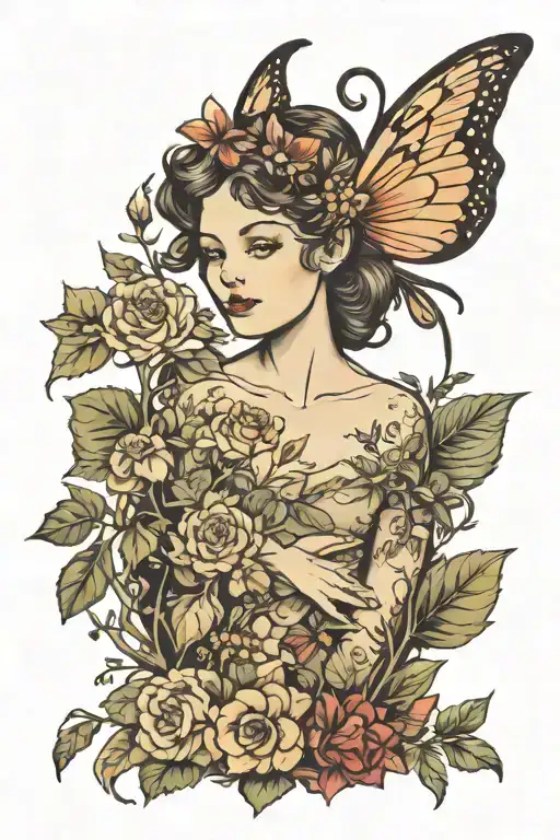 Fairy Portrait Surrounded By Nature Inspired Background