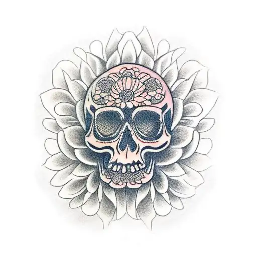 Chrysanthemum Flower With Skull