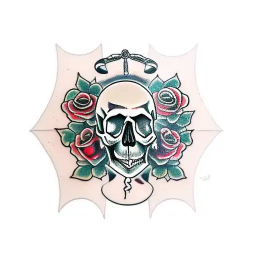 Skull With Dagger And Rose